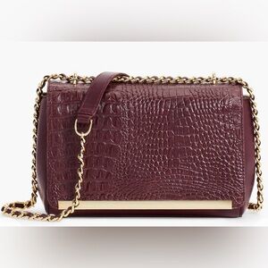 TALBOTS - Nappa Burgundy Leather Shoulder Bag.